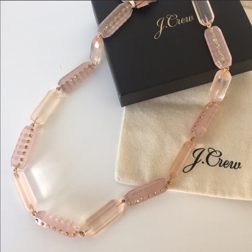 J Crew Blush Lucite and Pave Necklace